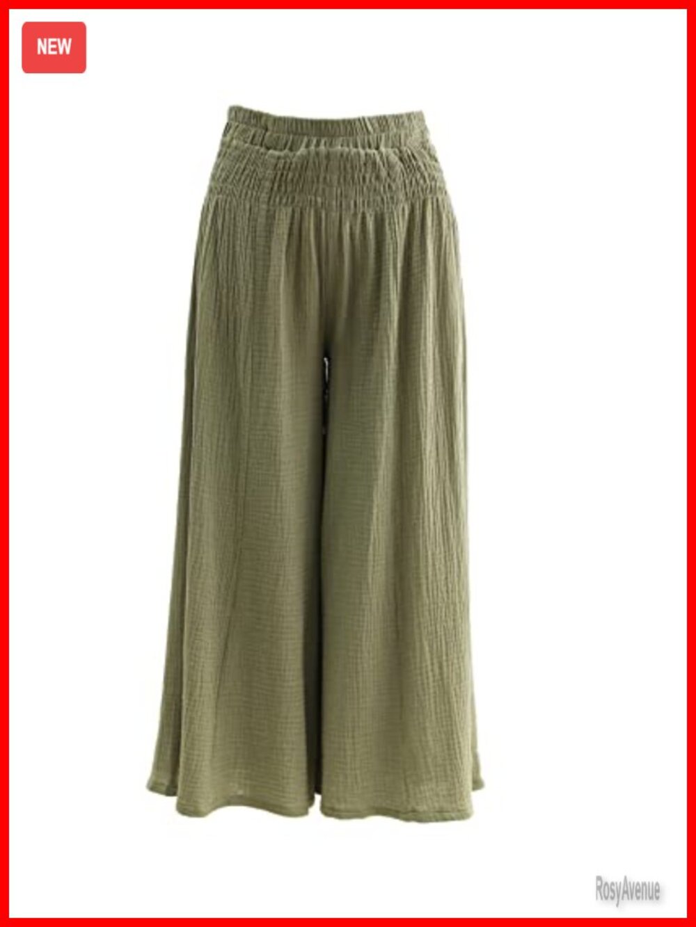 Cotton Gauze Wide Leg Palazzo Pants High Rise Smocked Waist Slant Pockets